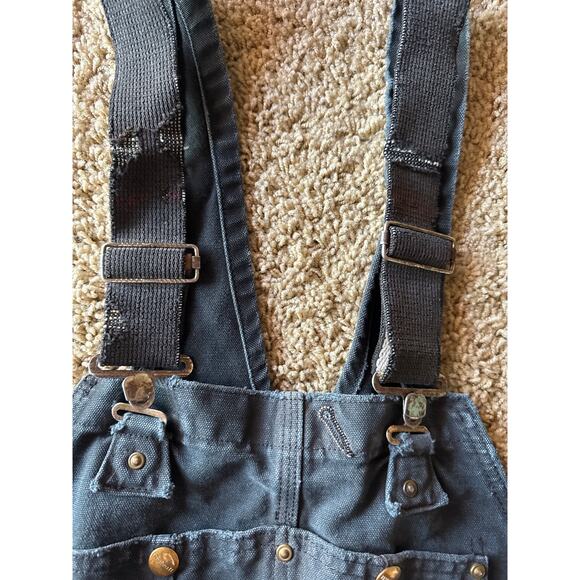 Vintage Carhartt Faded Navy Blue Bloody Guts Insulated 40x34 Distressed Overalls - Picture 4 of 9